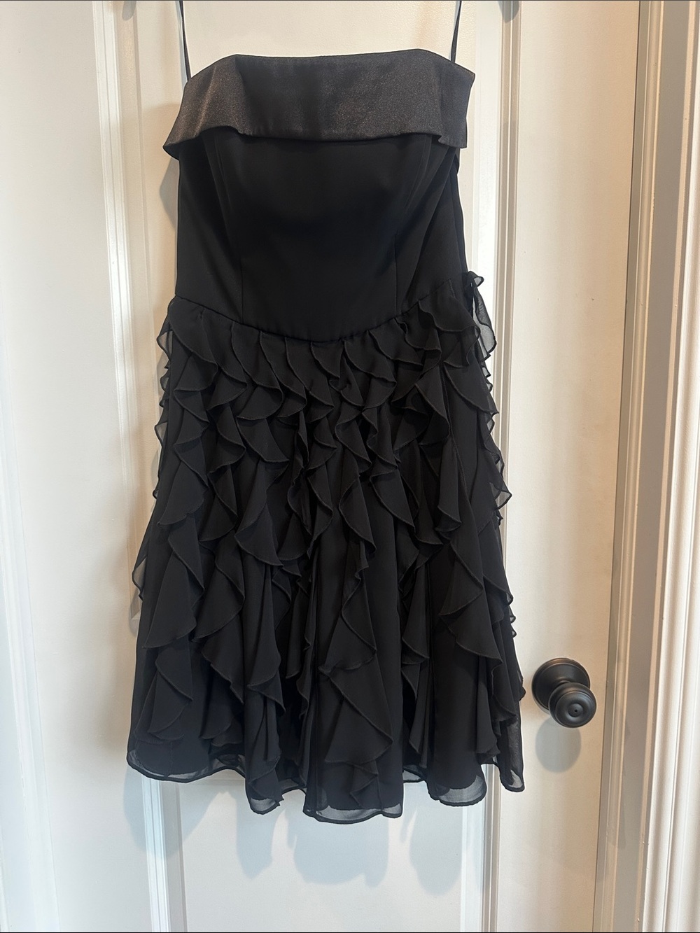 White House Black Market Black Strapless Ruffle Cocktail Dress